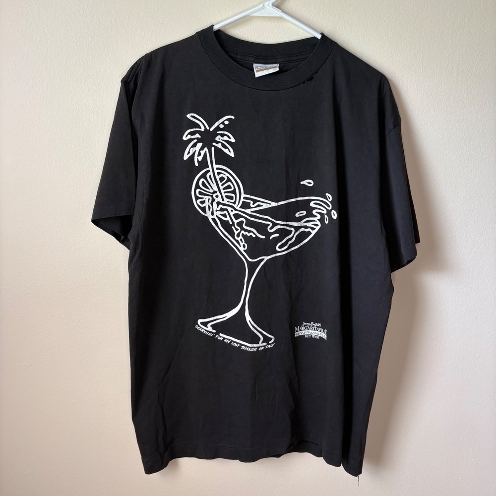 Vintage Jimmy Buffett T Shirt Mens XL Black Margaritaville Single Stitch 90s